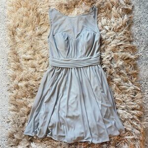 David's Bridal Light Gray Mini Dress